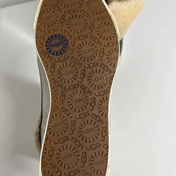 SUPER RARE UGG AUSTRALIA DELAINE DISTRESSED DENIM  SHEARLING FUR BOOT Size 6 - Picture 7 of 12